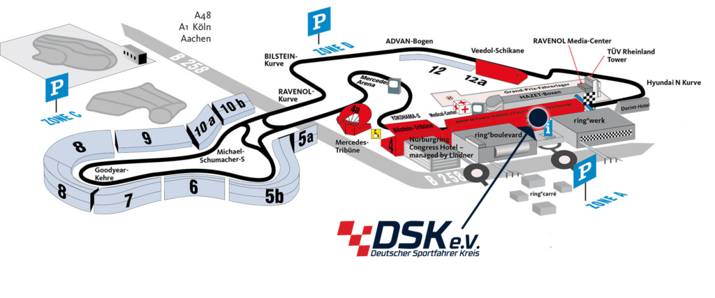 Tribünenplan 24h Nürburgring 2026 – DSK-Lounge in der BMW M Power Tribüne